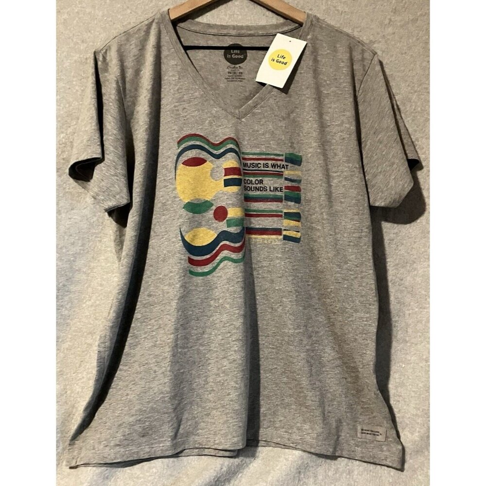 NEW Life is Good Women’s Sz XL Music Is What Color Sounds Like Short Sleeve Tee